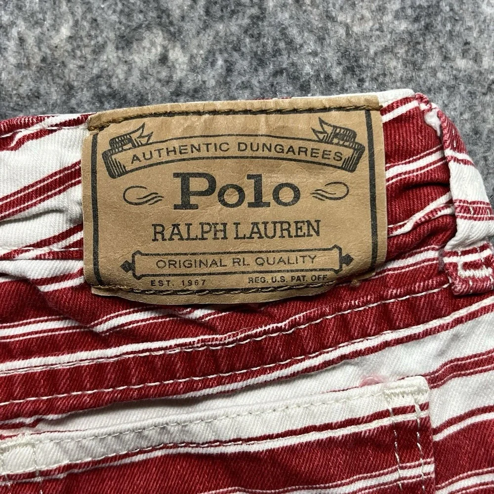 Polo Ralph Lauren Denim Shorts Girls 5 Red White Striped Designer Preppy